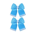 Détail des pinces à cheveux nśud bleu avec perles élégantes et texture en ruban de qualité - Bleu lac