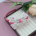 Cerchietto rosa a costine con fiocco a doppio strato e motivo geometrico a cerchi - Cerchietto con Fiocco a Doppio Strato Rosa (01#)