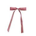 Detail of elegant pink satin bow hair clip with long ribbons and smooth silk texture - Dusty Pink