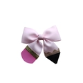 Detail van potloodvormige haarstrik gemaakt van grosgrain lint met gouden pailletten - Roze Potloodhouderstijl (04#)