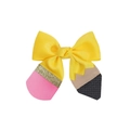 Detail van potloodthema grosgrain lint haarstrik voor schoolse haarversiering van kinderen - Heldergeel Grosgrainstijl (03#)