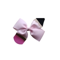 Detail van roze strik haarclip met potlooduiteinden en glitter gum accenten - Roze Potloodstijl (02#)