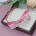 Cerchietto rosa a coste con doppio fiocco decorato con simpatici pois e fiori - Cerchietto con Fiocco Stampa a Pois Rosa (02#)