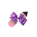 Detail of purple polka dot grosgrain bow hair clip with creative pencil shape design - Purple (05#)