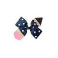 Detail of school-themed pencil hair bow made of navy polka dot grosgrain ribbon - Navy Blue (07#)
