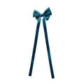 Detail view of dark green satin ribbon hair clip with long streamers and silk finish - Dark Green