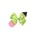 Macro detail of pencil-shaped hair bow with green polka dot ribbon and sequin details - Green (08#)