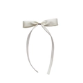 Detail of elegant cream satin bow headband with long flowing ribbons for women - Beige