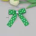 Green ribbon hair bow with white shamrock print for St. Patrick's Day, size 8.5cm - 08#
