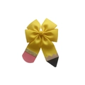 Gelbe Schleifen-Haarspange im Bleistift-Design mit Pailletten und rosa Radiergummi-Akzent - Hellgelber Ripsband-Stil (07#)