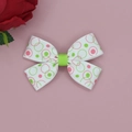 Cerchietto con fiocco a pois in nastro a coste bianco e verde per capelli da ragazza - Fermaglio per Capelli con Fiocco Stampa Rosa Verde (04#)