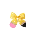 Detail of pencil-themed yellow polka dot bow hair clip with creative pencil tip design - Yellow (12#)