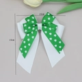 Green and white St. Patrick's Day clover ribbon bow hair clip measuring 11cm by 13cm - 09# Smoky Black