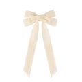 Pinza para el pelo con lazo de terciopelo crema y cintas largas estilo ballet de invierno - Beige