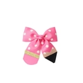 Detail of pink polka dot ribbon hair bow with unique pencil design and gold sequins - Pink (15#)