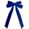 Navy blue velvet bow hair clip with long ribbons and elegant ballet style design - Sapphire Blue