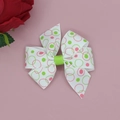 Bandeau à nœud côtelé pour filles avec pois roses et verts sur fond blanc - Pince à Cheveux Nœud Imprimé Multicolore Doux (06#)