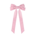 Detalle del pasador de lazo en terciopelo rosa con cintas largas estilo ballet de niña - Rosa