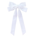 Detalle del pasador de pelo con lazo de terciopelo blanco y elegantes cintas largas - Blanco