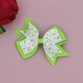 Serre-tête nœud côtelé imprimé pour filles en vert fluo avec des pois roses vifs - Pince à Cheveux Nœud Patchwork Vert Néon (07#)
