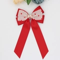 Lazo para el pelo de satén rojo con encaje de lunares blancos y cintas largas para niñas - Estilo Cinta Larga (01#)