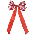 Red houndstooth ribbon bow hair clip with long tassels for girls hair accessories - Red