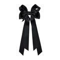 Klassische große schwarze matte Satin-Haarschleife mit langen Bändern für Damen - Schwarz