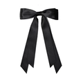 Large black double-layer satin ribbon bow hair clip with long streamers for girls - Black