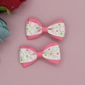 Barrettes à cheveux en ruban côtelé rose avec des motifs à pois pour petites filles - Pinces à Cheveux Nœud Imprimé Double Couche Rose (09#)