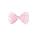 Close-up of pink satin double-layered bow hair clip with smooth silky texture and center knot - Light Pink