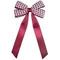 Fermaglio per capelli pied de poule con eleganti nastri di raso bordeaux - Borgogna