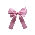 Handmade light pink satin ribbon bow hair clip with glossy silk texture for women - Pink