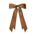 Elegant large double-layered brown satin ribbon hair bow with long streamers for girls - Coffee