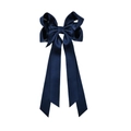 Fermaglio per capelli a fiocco blu scuro opaco con lunghi nastri per bambine - Blu navy
