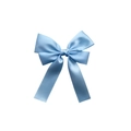 Elegant light blue satin ribbon bow hair clip with a silky polished finish and soft sheen - Light Blue