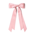 Pink satin ribbon hair bow with long streamers in a double-layered ballerina style - Pink