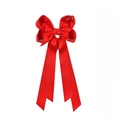Fermaglio per capelli con grande fiocco rosso in gros-grain e lunghe code opache - Rosso
