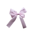 Pink satin ribbon bow hair clip with elegant double layer wings and long streamers - Light Pink