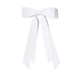 Elegant white double-layered satin bow hair clip with long ribbons for girls - White