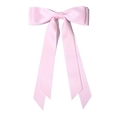 Pink satin double-layered bow hair clip with long ribbons for girls in balletcore style - Pink