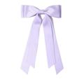 Light purple satin bow hair clip with long ribbons for girls in a ballet style - Purple