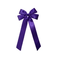 Elegant deep purple satin ribbon hair bow with long streamers and a crocodile clip - Deep purple