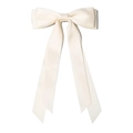 Large cream double-layered satin bow hair clip with long streamers in ballet style - Meter