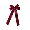 Elegant wine red satin ribbon bow hair clip with long streamers for girls - Burgundy