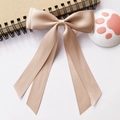 Champagne gold satin bow hair clip with long ribbons for girls balletcore style - Khaki