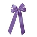 Elegant purple satin bow hair clip with long ribbons for girls ballet style accessories - Purple