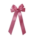 Pink satin ribbon bow hair clip for girls with long streamers and silk texture - Deep Pink