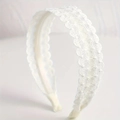 Elegant white embroidered lace headband with vintage floral texture for women - White Fine Floral Lace Style (01#)
