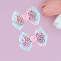 Detalle de lazos para el pelo con arenas movedizas de corazón y lentejuelas de estrella - Rosa Azul (02#)