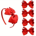 Detalle del set de 5 piezas con diadema de cinta de falla roja y horquillas a juego - Rojo